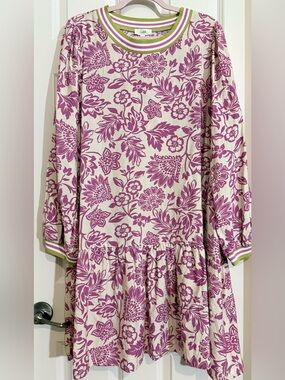 Oddi Pink Floral Midi Dress with Cream Base